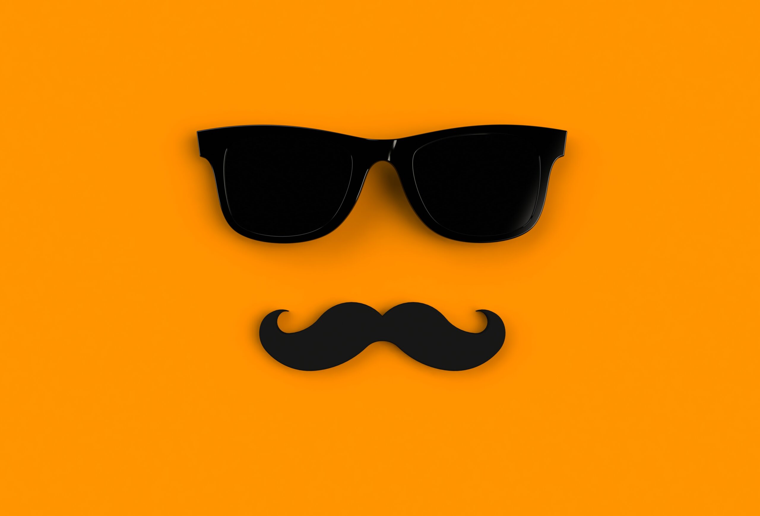 Father's day concept. Hipster black sunglasses and funny moustac